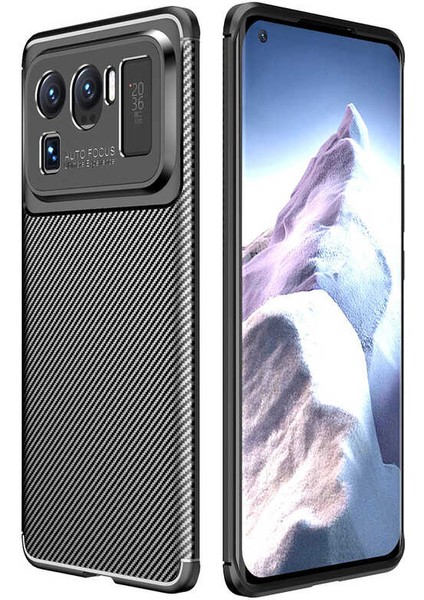 Xiaomi Mi 11 Ultra Kılıf Kamera Çıkıntılı Karbon Fiber Dokulu Renk Atmaz Koruyucu Kapak (Negro)