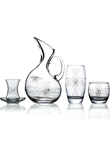 Pudgy 25 Parça Bardak Çeyiz Seti Ördek Karaflı Mira Desenli