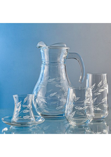 Kazaan 25 Parça 6 Kişilik Bardak Çeyiz Seti Sürgün Desenli fiyatları