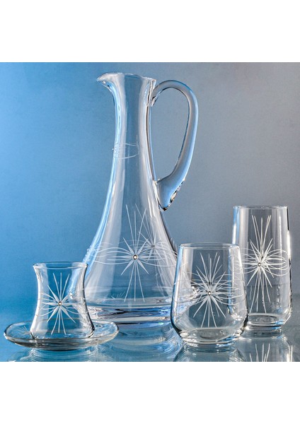 Kazaan 25 Parça 6 Kişilik Bardak Çeyiz Seti Dik Karaflı Mira Desenli fiyatları