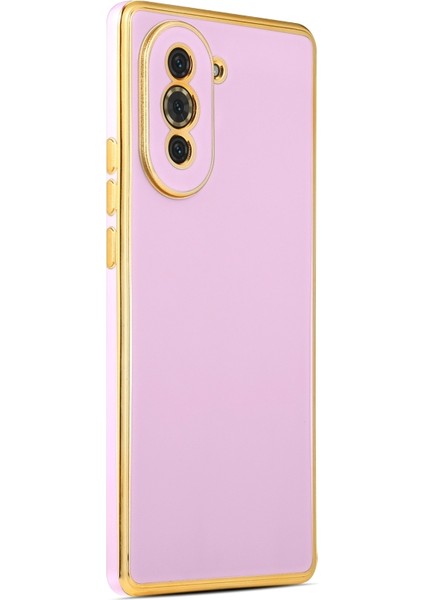 Huawei Nova 10 Pro Uyumlu Kılıf Kenarları Parlak Altın Renkli Kamera Korumalı Soft Tasarım Kılıf