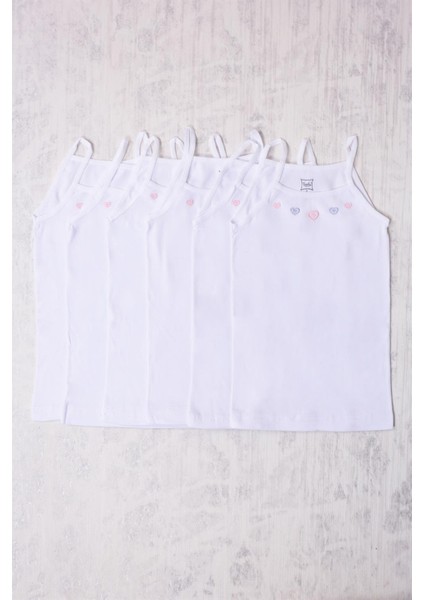 6'lı Ip Askılı Işlemeli Atlet