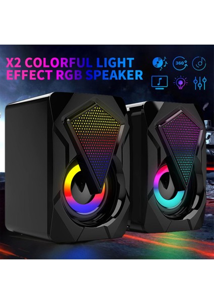 USB Powered 2 Kanallı Pc Stereo Hoparlör Sol Rgb Işıkları (Yurt Dışından)