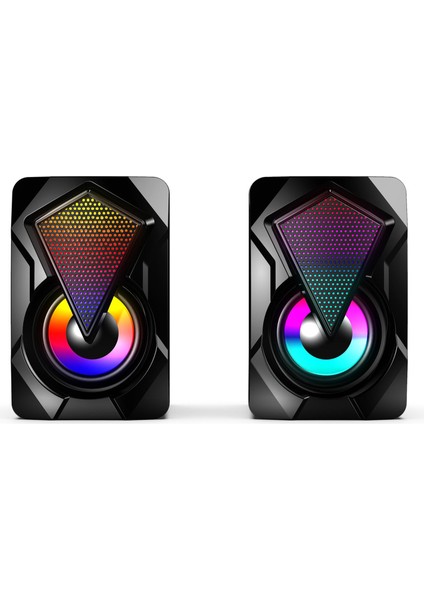 USB Powered 2 Kanallı Pc Stereo Hoparlör Sol Rgb Işıkları (Yurt Dışından)