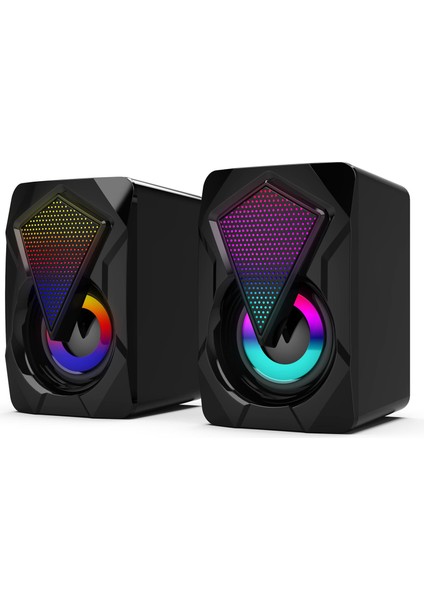 USB Powered 2 Kanallı Pc Stereo Hoparlör Sol Rgb Işıkları (Yurt Dışından)