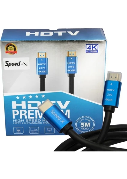 Deste Elektronik Speed-X 2.0V HDMI Premium Cable Ultra Hd 4K 5m