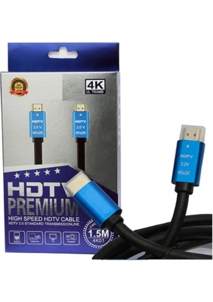 Deste Elektronik 4K HDMI Kablo 2.0 Hızlı 3D Altın Uçlu 1,5m 4K HDMI Kablosu