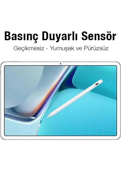 Polham Apple Ipad ve Apple iPhone Uyumlu Dokunmatik Stylus Kalem, Basınç Duyarlı Sensörlü, Şarjlı Kalem