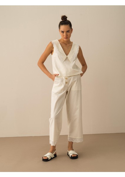 Pamuk Keten Liyosel Karışımlı Regular Fit Pantolon