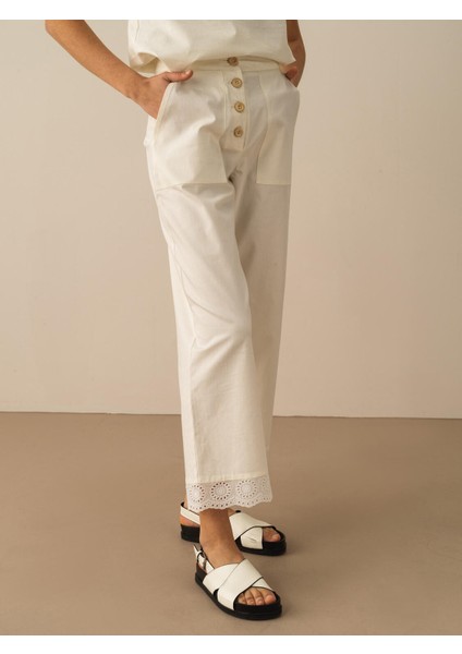 Pamuk Keten Liyosel Karışımlı Regular Fit Pantolon