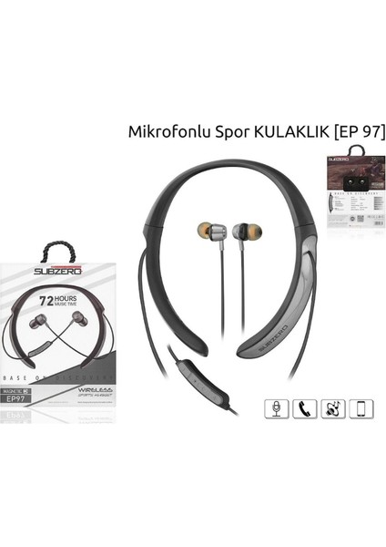 Subzero Kablosuz Spor Kulaklık 72 Saat Bluetooth 5.0 Boyun Askılı Mıknatıslı