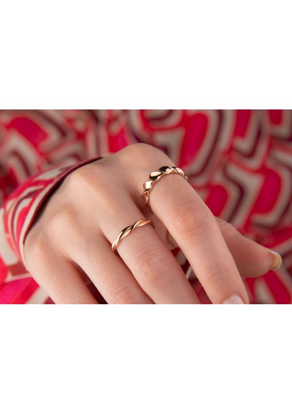Minimalist Kadın 14 Ayar Altın Örgü Yüzük indirimleri