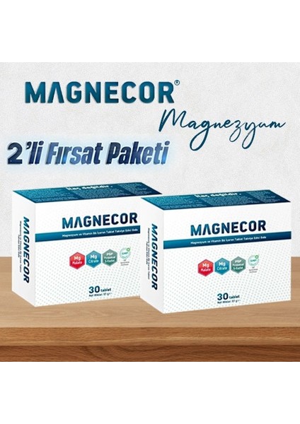 2'Li Fırsat Paketi Magnezyum Ve B6 Vitamini Içeren Gıda Takviyesi (30+30=60 Tablet)