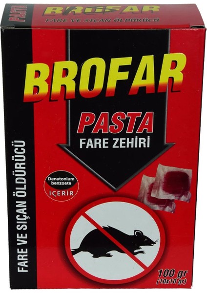 Brofar Fare ve Sıçan Öldürücü Pasta 100 gr (10 Adet x 10 Gr)