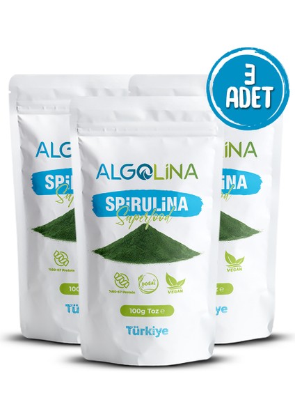 Spirulina Tozu 100 gr (3 Adet) - BİTKİSEL PROTEİN