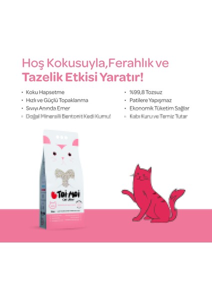 Toi Moi 2'Lİ paket, Toi Moi Bebek Pudrası Kokulu Sodyum Bentonit Kedi Kumu 10 L