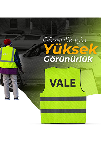 Yüksek Görünümlü Vale Yazılı Reflektörlü Yelek