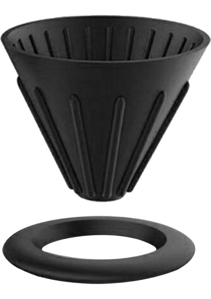 Yumuşak Silikon Kahve Damalayıcı Rekerlendirilebilir Filtre Koni Brewer Portable Siyah Yüzük (Yurt Dışından)