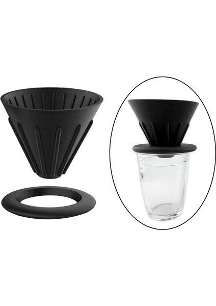 Yumuşak Silikon Kahve Damalayıcı Rekerlendirilebilir Filtre Koni Brewer Portable Siyah Yüzük (Yurt Dışından) modelleri