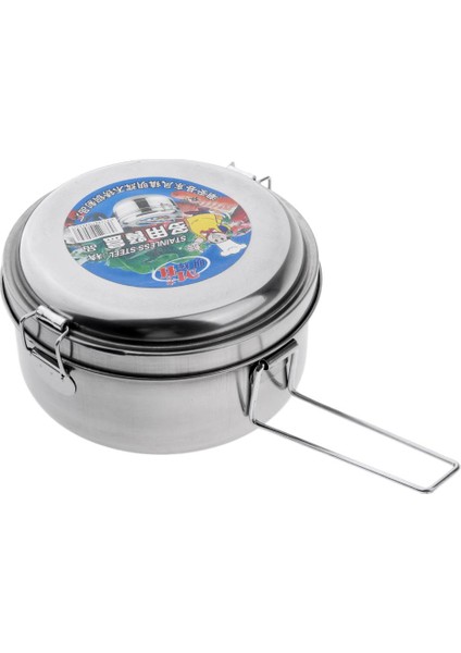 Çocuk Okul Öğle Yemeği Kutusu Açık Kamp Yuvarlak Bento Gıda Konteyneri Taşınabilir 16CM Çift Katman (Yurt Dışından)
