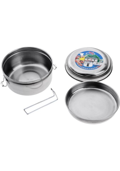 Çocuk Okul Öğle Yemeği Kutusu Açık Kamp Yuvarlak Bento Gıda Konteyneri Taşınabilir 16CM Çift Katman (Yurt Dışından)