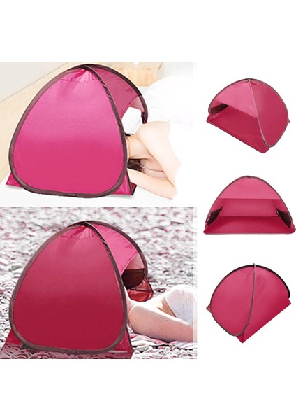 Mini Up Plaj Çadır Gölgelik Güneş Barınağı Gölge Açık Piknik Kamp Gümüş Kumaş Kırmızı (Yurt Dışından)