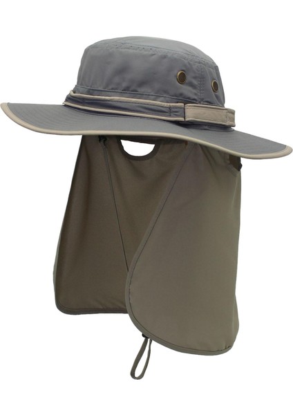 Balıkçılık Güneş Şapka UPF50 + Uv Koruma Geniş Ağız Boyun Kapak Güneş Koruma Koyu Gri Şapka (Yurt Dışından)