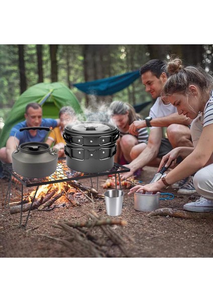 Kamp Tencere Kiti Taşınabilir Pişirme Ekipmanları Pot Pan Seti Açık Siyah (Yurt Dışından) modelleri