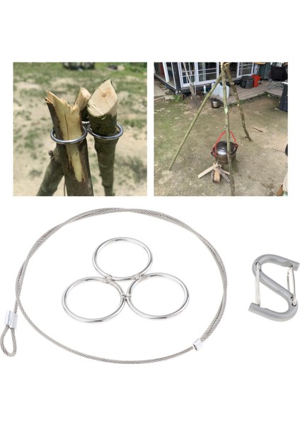 Kamp Tripod Laps Taşınabilir Pişirme Izgara Pot Tutucu Kanca Ayarlanabilir Zincir (Yurt Dışından)