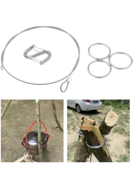 Kamp Tripod Laps Taşınabilir Pişirme Izgara Pot Tutucu Kanca Ayarlanabilir Zincir (Yurt Dışından)