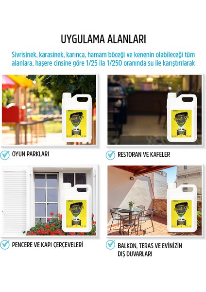 Unicid-C10 5 Lt. Konsantre Sivrisinek,Karasinek,Karınca,Hamamböceği,Kene Üzerinde Etkili Haşere Kovucu