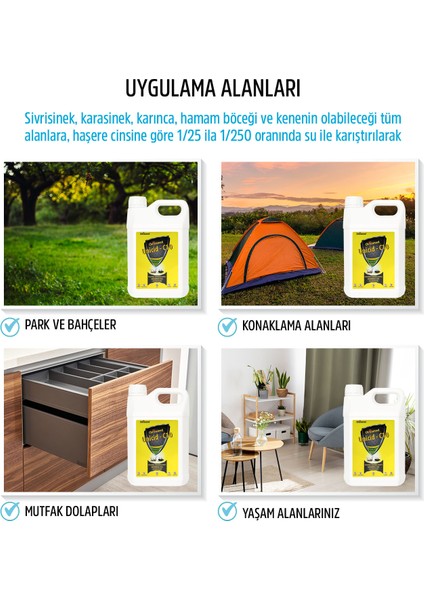 Unicid-C10 5 Lt. Konsantre Sivrisinek,Karasinek,Karınca,Hamamböceği,Kene Üzerinde Etkili Haşere Kovucu