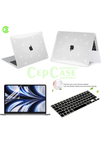Apple Macbook Pro 16.2" 2023 M2 Pro/max Kılıf A2780 Diamond Kapak + Ekran Koruma + Klavye Koruma Set
