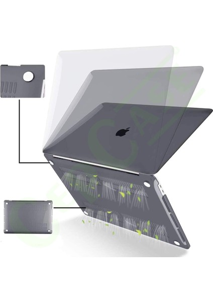 Apple Macbook Air 13.3" M1 2021 A2337 Kılıf Kristal Şeffaf Kapak + Ekran Koruma + Klavye Koruma