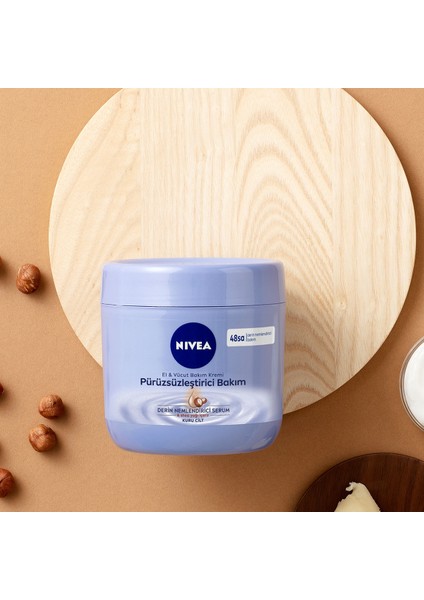 NIVEA El ve Vücut Bakım Kremi Pürüzsüzleştirici 400ml, 48 Saat Nemlendirici Serum, Shea Yağı, Kuru Ciltler