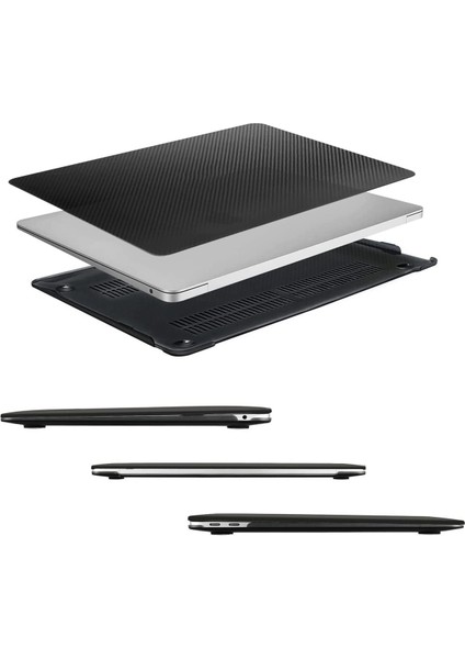 Apple Macbook Air 13.3" M1 2020 Kılıf A2337/A1932/A2179 Kılıf Hava Kanallı Karbon Fiber Tasarm Kapak