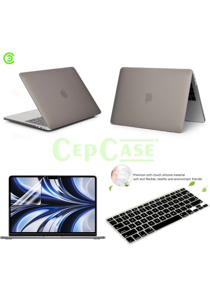 Apple Macbook Pro 16.2'' 2021 A2485 Kılıf Kristal Mat Şeffaf Kapak + Ekran Koruma +Klavye Koruma Set