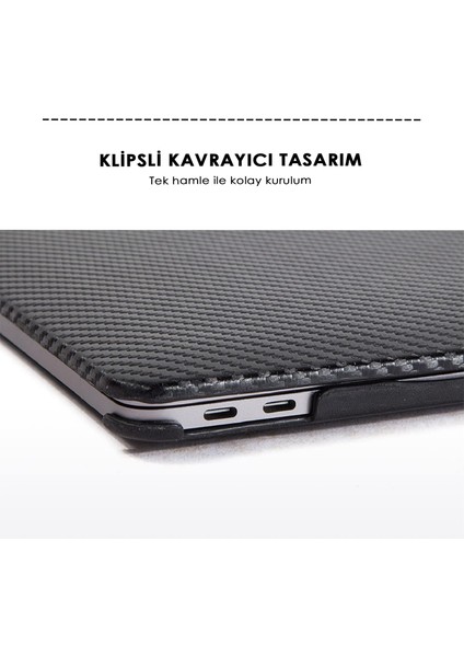 Apple Macbook Pro 16.2'' 2023 M2 Pro/max Kılıf A2780 Kanallı Karbon Fiber Tasarım Koruyucu Kapak