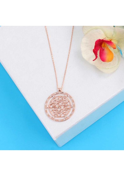 925 Ayar Gümüş Taşlı Tasarım Kolye, Rose fırsatları