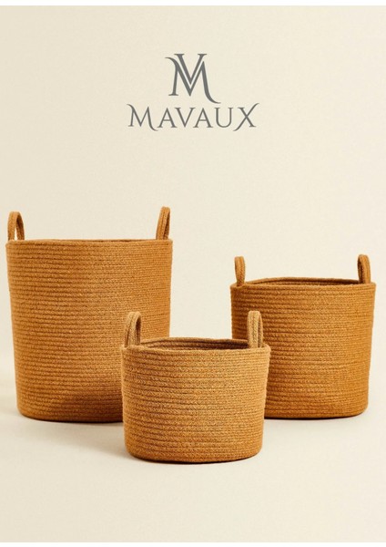 Çok Amaçlı, Büyük , Orta , Küçük Boy, Yanları Saplı, Sepet, Jüt, Hasır, Dokuma Sepet, Düzenleyici