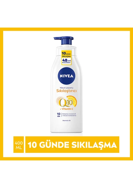 NIVEA Q10 Sıkılaştırıcı Vücut Losyonu Pump 400 ml ;10 Günde Sıkılaşmış ve Esnek Cilt; Avantajlı Boy