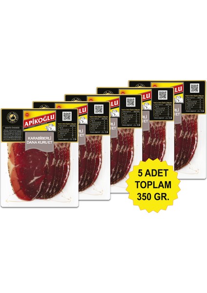Yüksek Proteinli Karabiberli Dana Kuru Et 70 Gr. Beşli Paket (Toplam 350 Gr.)
