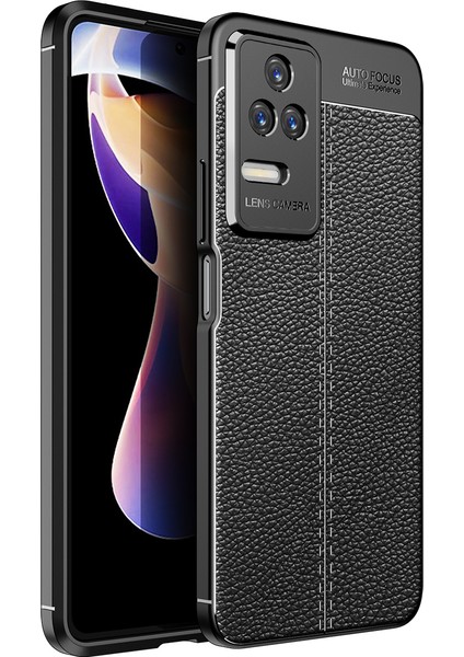 Xiaomi Poco F4 ile Uyumlu Silikon Kılıf Niss Silikon Deri Görünümlü Ultra Slim Fit Kılıf Siyah