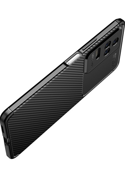 Xiaomi Poco F4 ile Uyumlu Kılıf Karbon Delüx Parmak Izi Yapmayan Ultra Slim Tpu Silikon Siyah