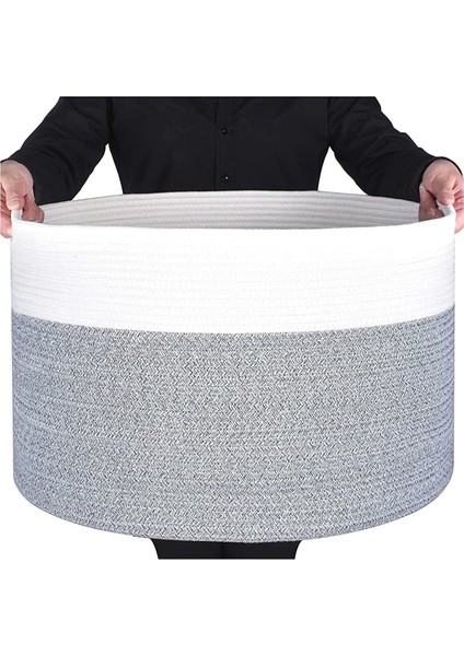 45X35 Jüt Pamuklu Büyük Boy Sepet, Battaniye, Oyuncak Sepeti