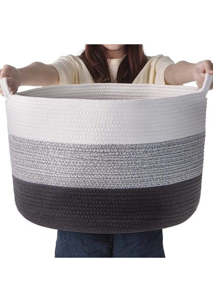 45X35 Jüt Pamuklu Büyük Boy Sepet, Battaniye, Oyuncak Sepeti
