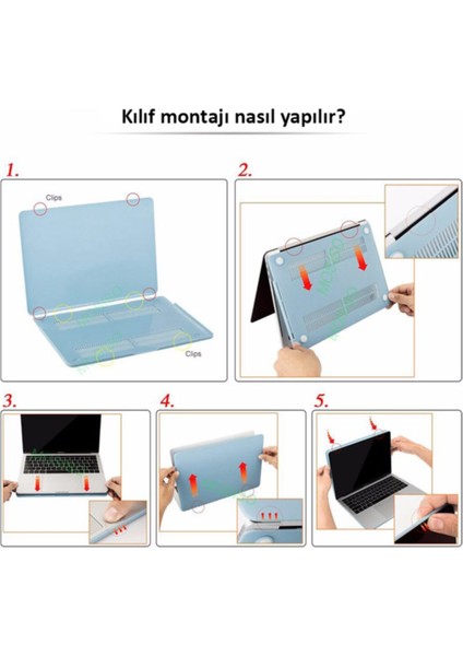 13" Macbook Air A2337 M1 Uyumlu Şeffaf Kılıf Koruyucu + Ekran Filmi Cam Koruma