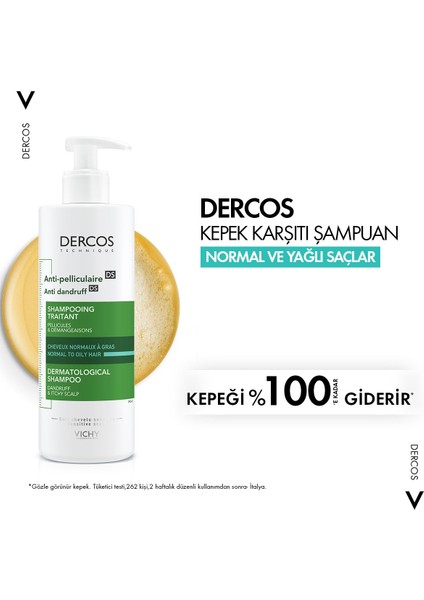 Dercos Anti-Dandruff Normal ve Yağlı Saçlar Için Kepeğe Karşı Etkili Bakım Şampuanı 390 ml X2