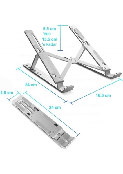 Katlanır Aluminyum Macbook Laptop Bilgisayar Standı