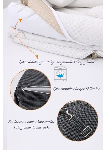 Çantalı Taşınabilir Orijinal Yatağı, Yastığı, Babynest, Anne Çantası - Dokuma Gri fırsatları